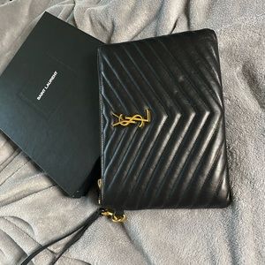 YSL Classic Monogram Pouch Black Calfskin Leather